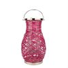 Northlight 16.25" Modern Fuchsia Pink Decorative Woven Iron Pillar Candle Lantern with Glass