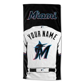 [Personalization Only] OFFICIAL MLB Jersey Personalized Beach Towel - Miami Marlins