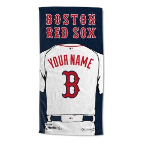 [Personalization Only] OFFICIAL MLB Jersey Personalized Beach Towel - Boston Red Sox